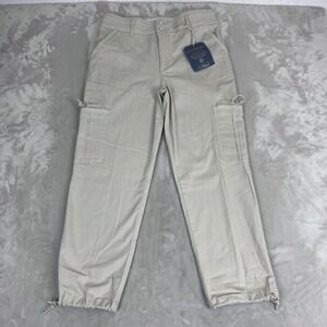 Democracy Pants Womens 10 Beige Ab Solution Cargo Jogger Utility Safari Comfort